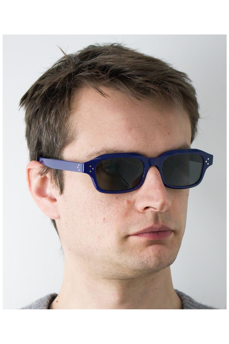 3 Dots 52mm Rectangle Sunglasses, Alternate, color, SHINY BLUE / SMOKE