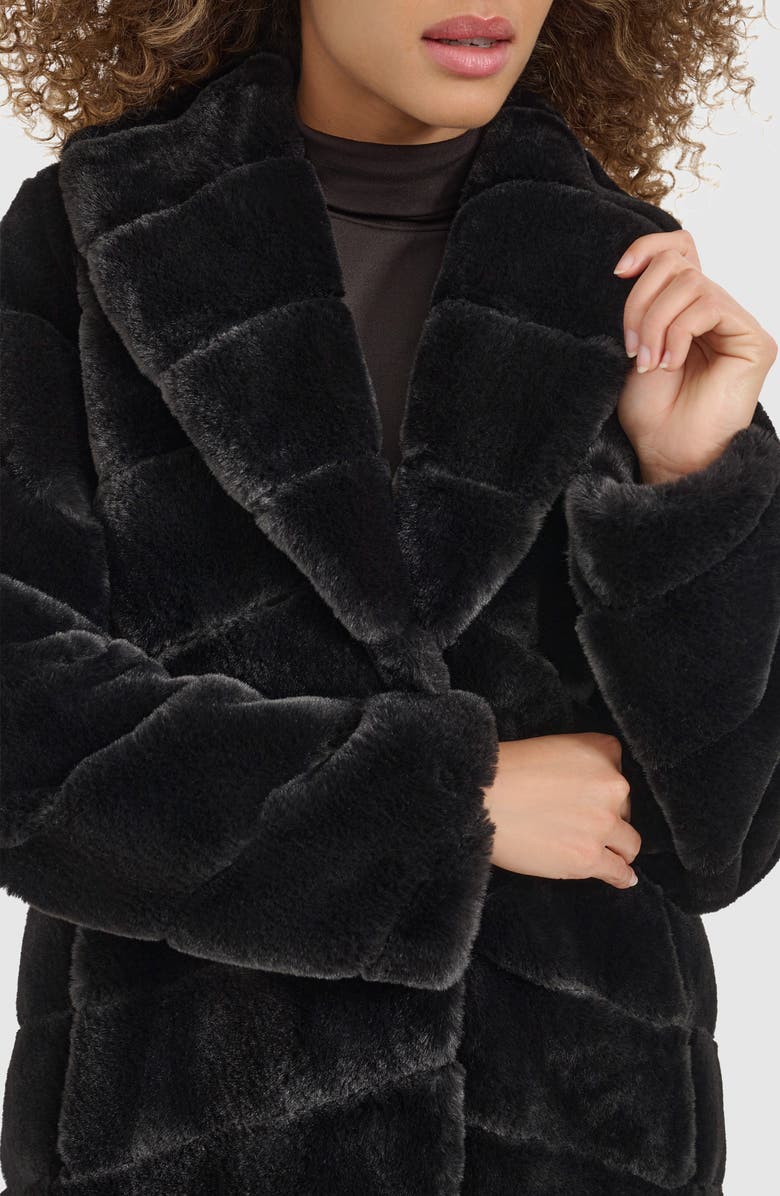 Kenneth Cole New York Grooved Faux Fur Coat, Alternate, color, 