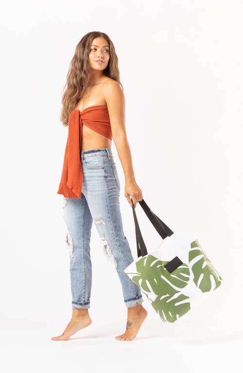 Aloha Collection Day Tripper Monstera Water Resistant Tyvek® Tote In Green