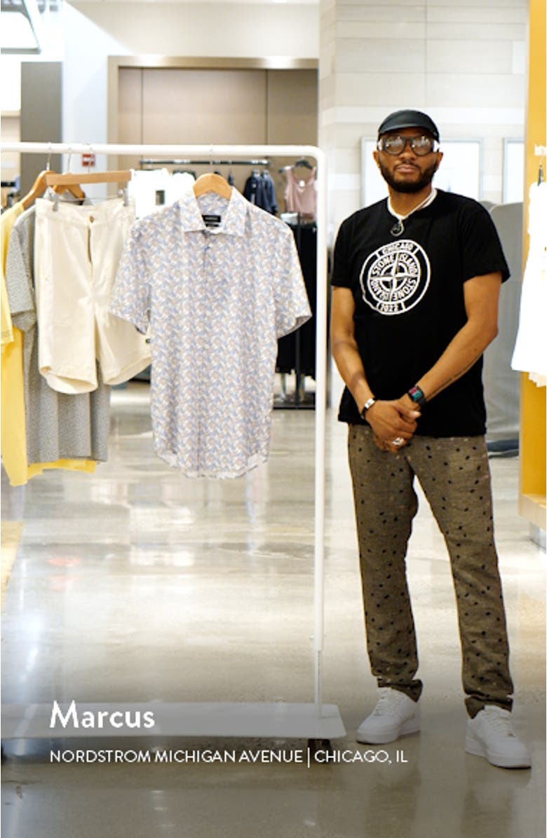 OoohCotton<sup>®</sup> Palm Print Button-Up Shirt, sales video thumbnail