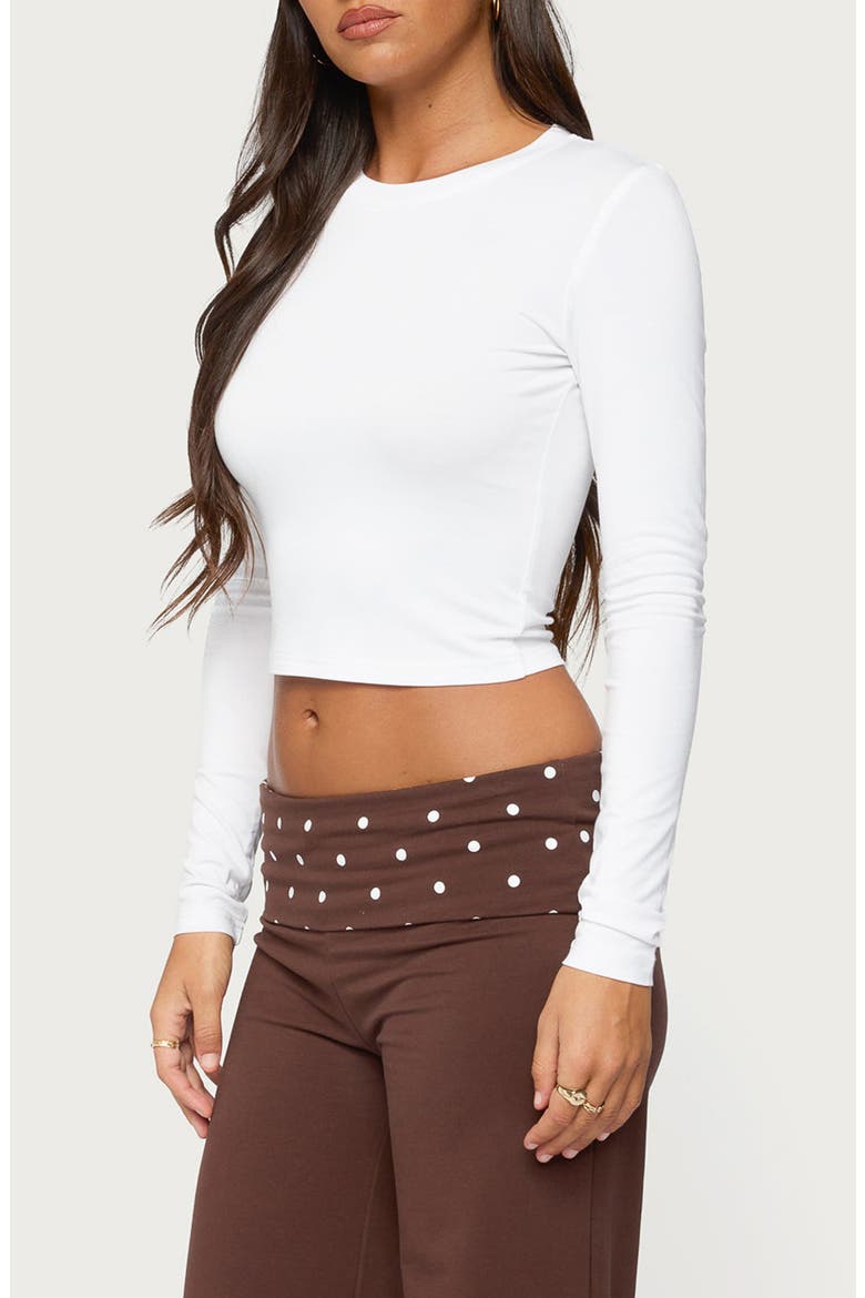 Zali Long Sleeve Crop Top, Alternate, color, WHITE