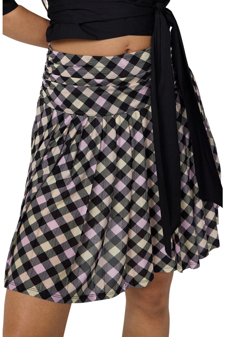 Lexi Pleated Miniskirt, Alternate, color, BLACK/ PINK HIGHLAND CHECK