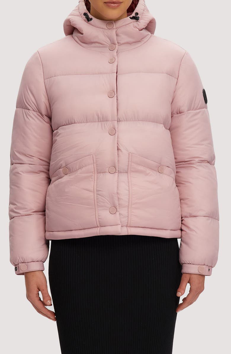 Noize Winona Hooded Puffer Jacket, Main, color, Deauville Mauve/ Dark Cherry