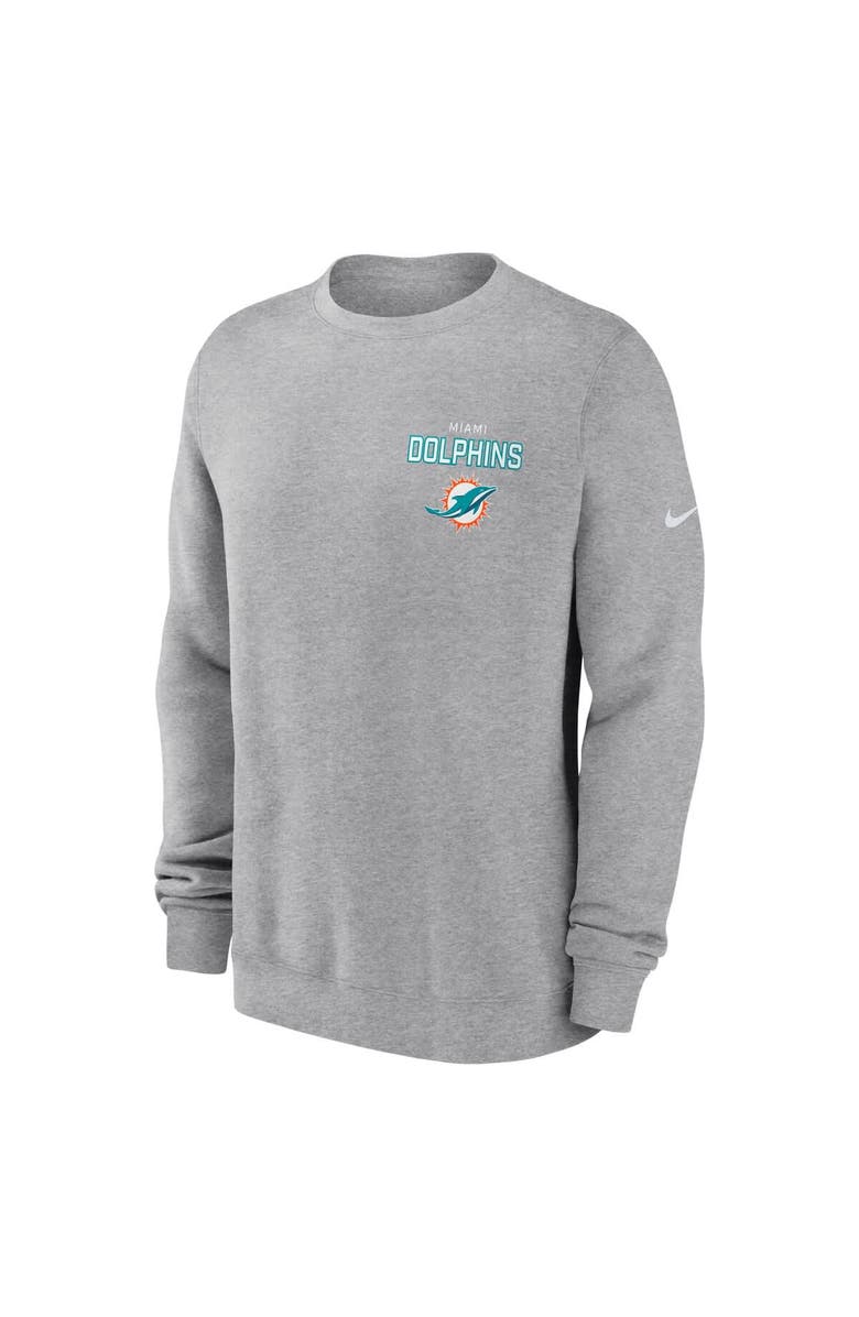 Nike Men's Nike Heather Gray Miami Dolphins Primetime Club Fleece Pullover Sweatshirt, Alternate, color, Heather Gray