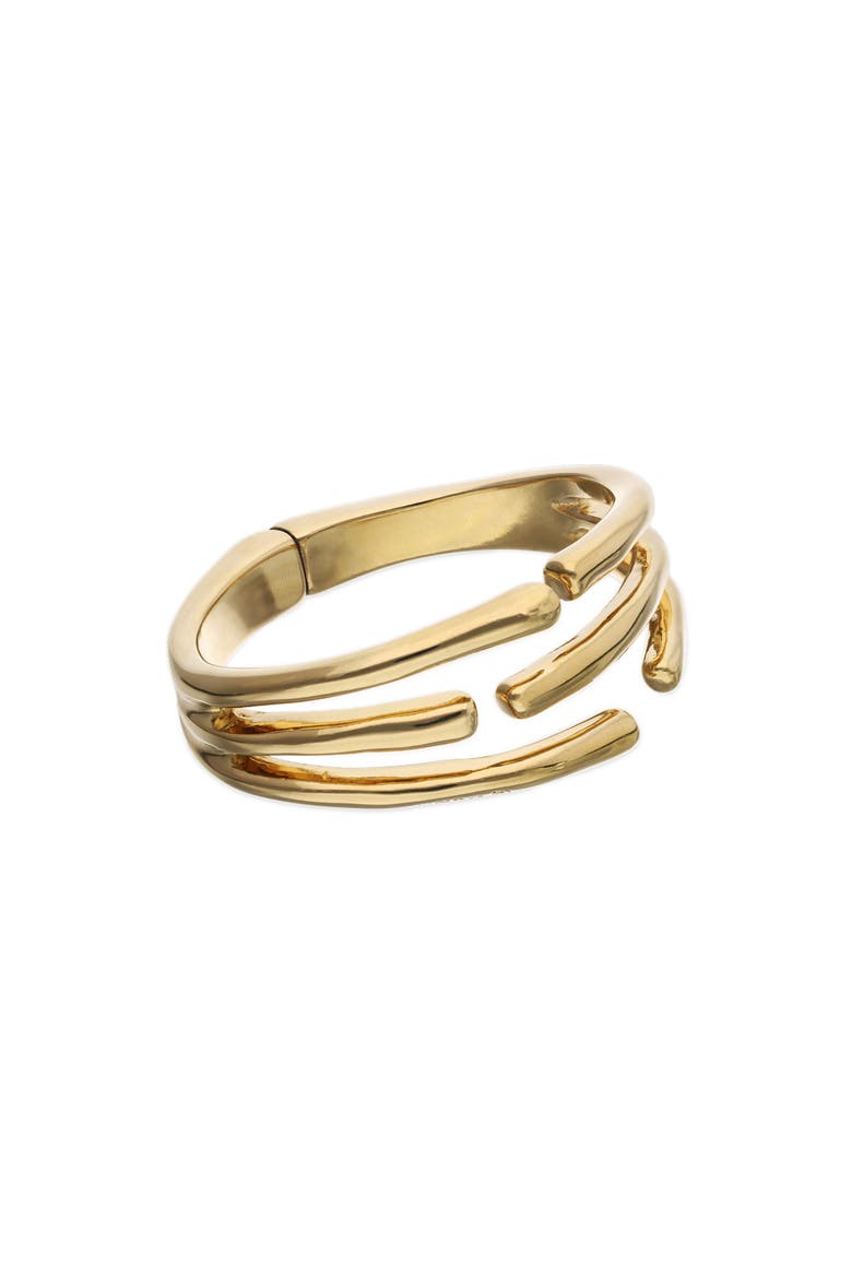 18K Gold-Plated Bracelet in the Shape of Several Tubes, Alternate, color, Gold