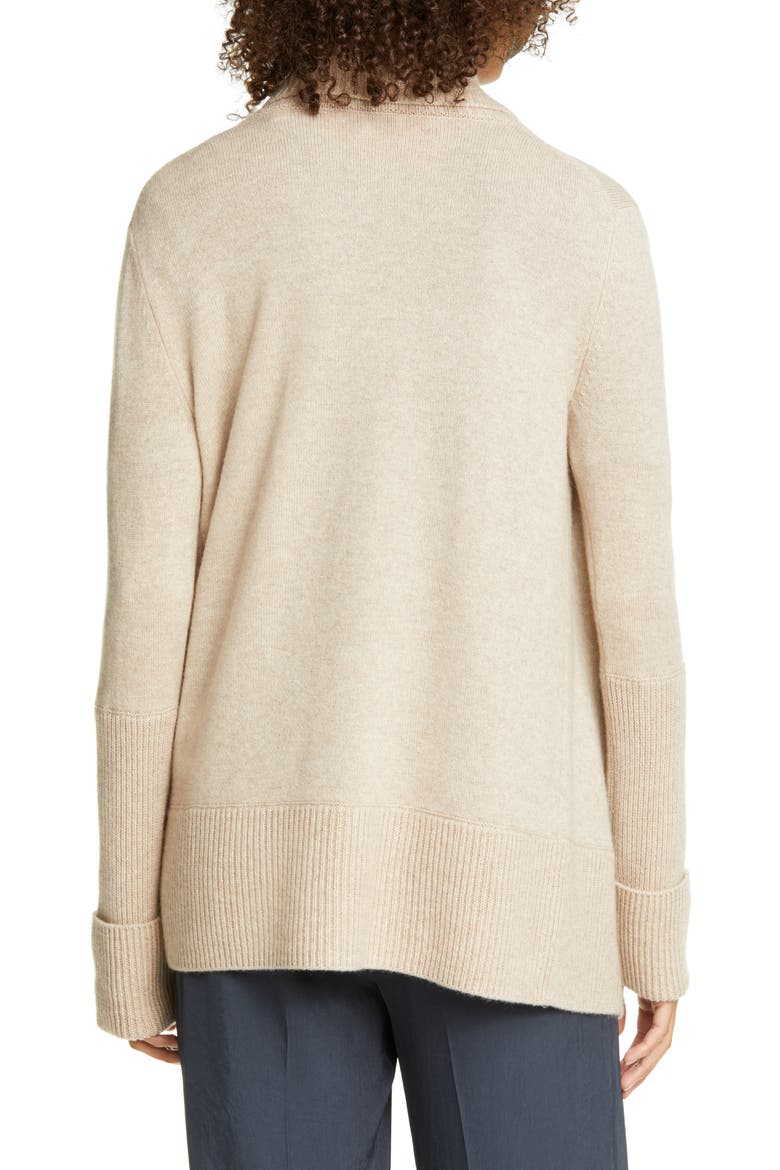 Rib Front Wool & Cashmere Cardigan, Alternate, color, LIGHT HEATHER MARZIPAN