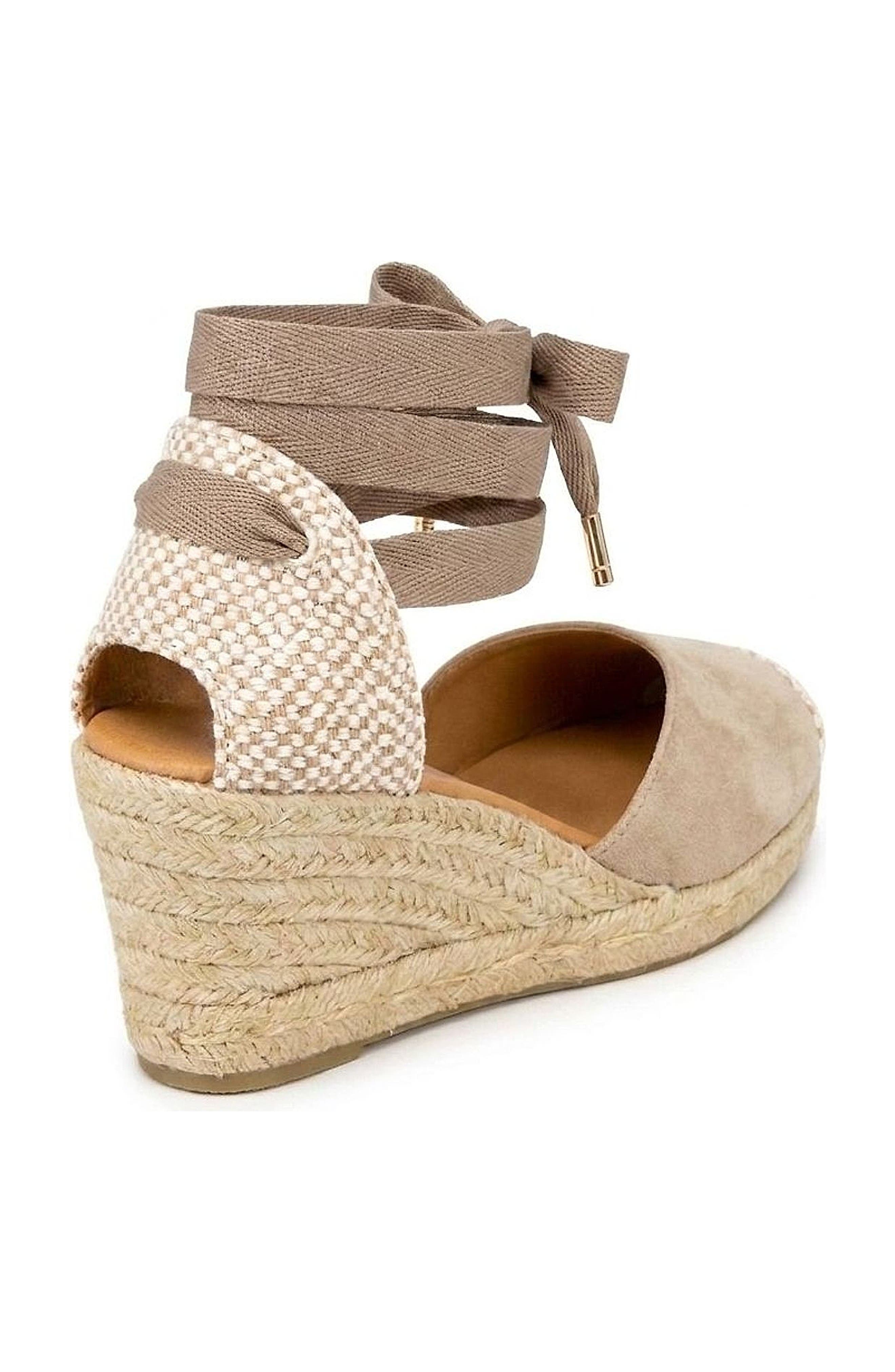 Jimena Mid Laces Espadrille Sandal, Alternate, color, Taupe