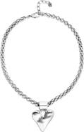 UNODE50 Necklace With Chunky Chain And Heart Detail Plated In Sterling Silver
