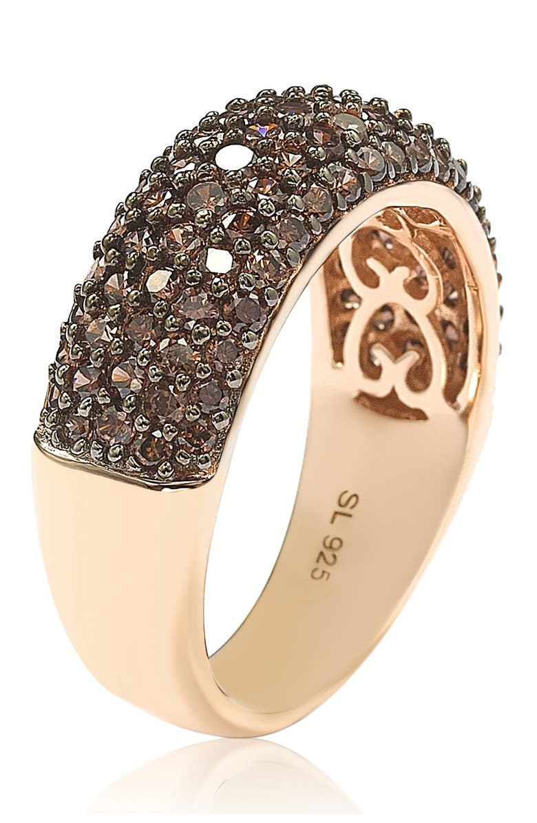 SUZY LEVIAN Rose-Tone Sterling Silver Pave Chocolate CZ Eternity Band Ring, Alternate, color, Brown