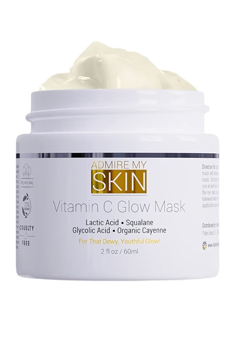 Vitamin C Glow Mask for Brightening - Contains Glycolic and Lactic Acids, Main, color, Clear
