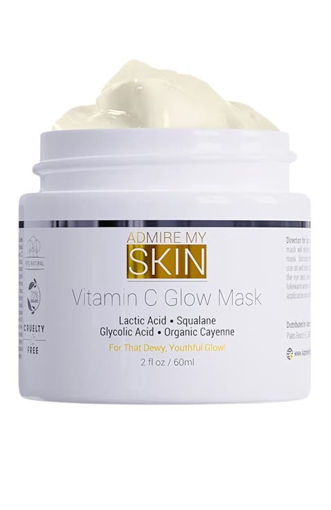 Vitamin C Glow Mask for Brightening - Contains Glycolic and Lactic Acids