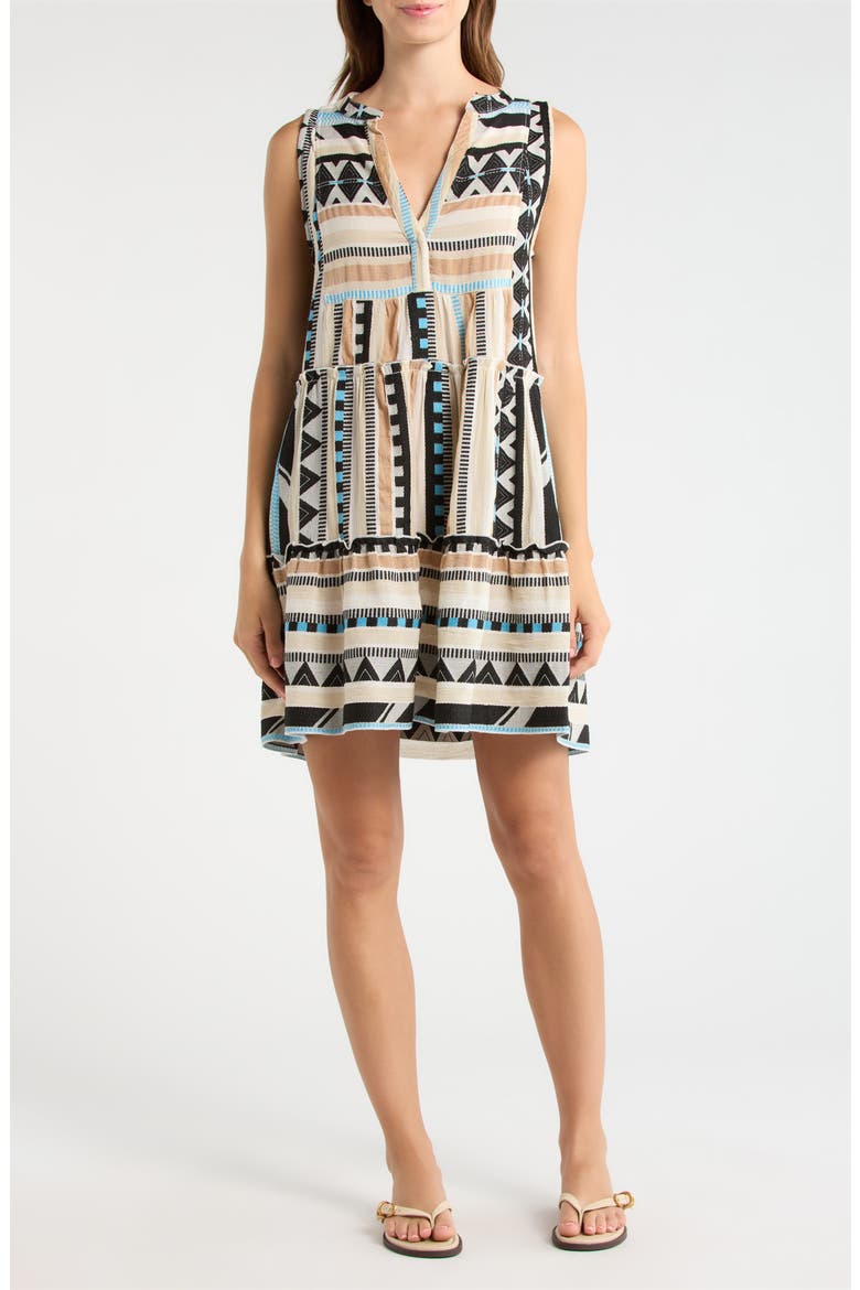 Babydoll Cover-Up Minidress, Main, color, NEUTRAL AZTEC