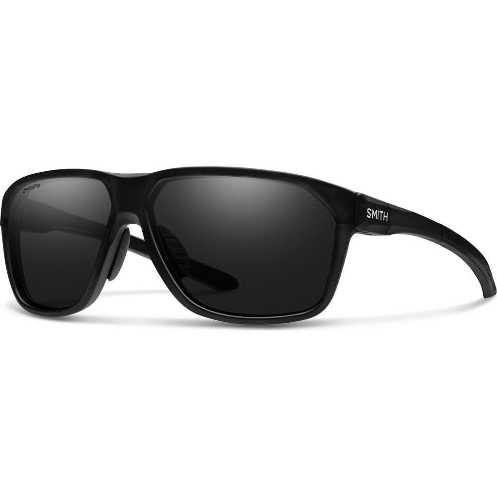 Smith Leadout Pivlock 63mm Chromapop™ Oversize Wraparound Sunglasses In Matte Black/chromapop Black