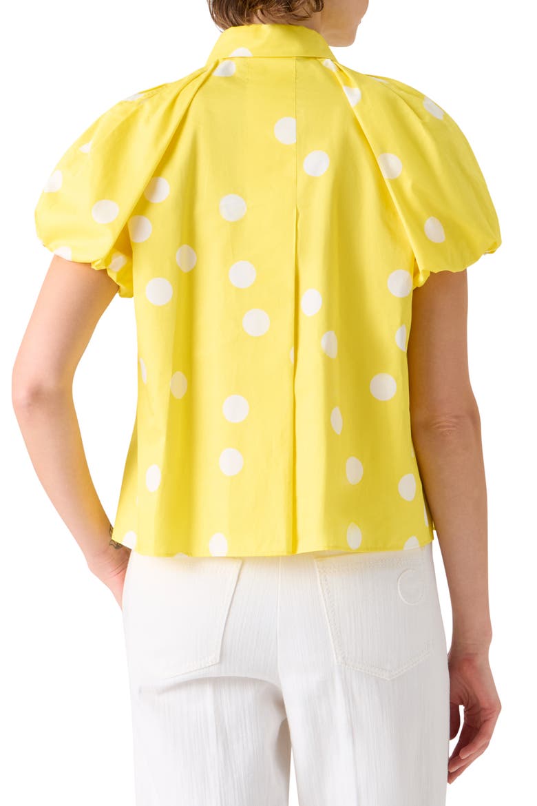 Polka Dot Cotton Poplin Shirt, Alternate, color, LEMON ZING-CREAM