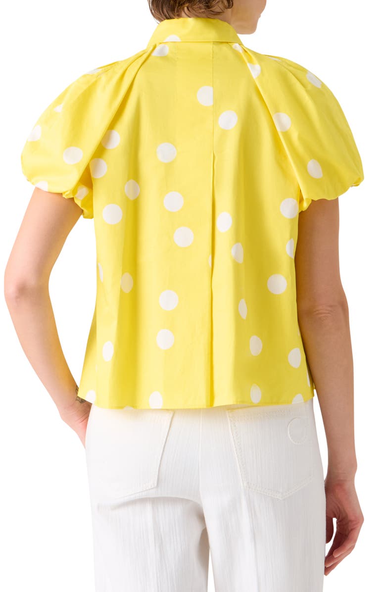 Akris punto Polka Dot Cotton Poplin Shirt, Alternate, color, Lemon Zing-Cream