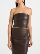 Manière De Voir Bandeau Leather Corset Top