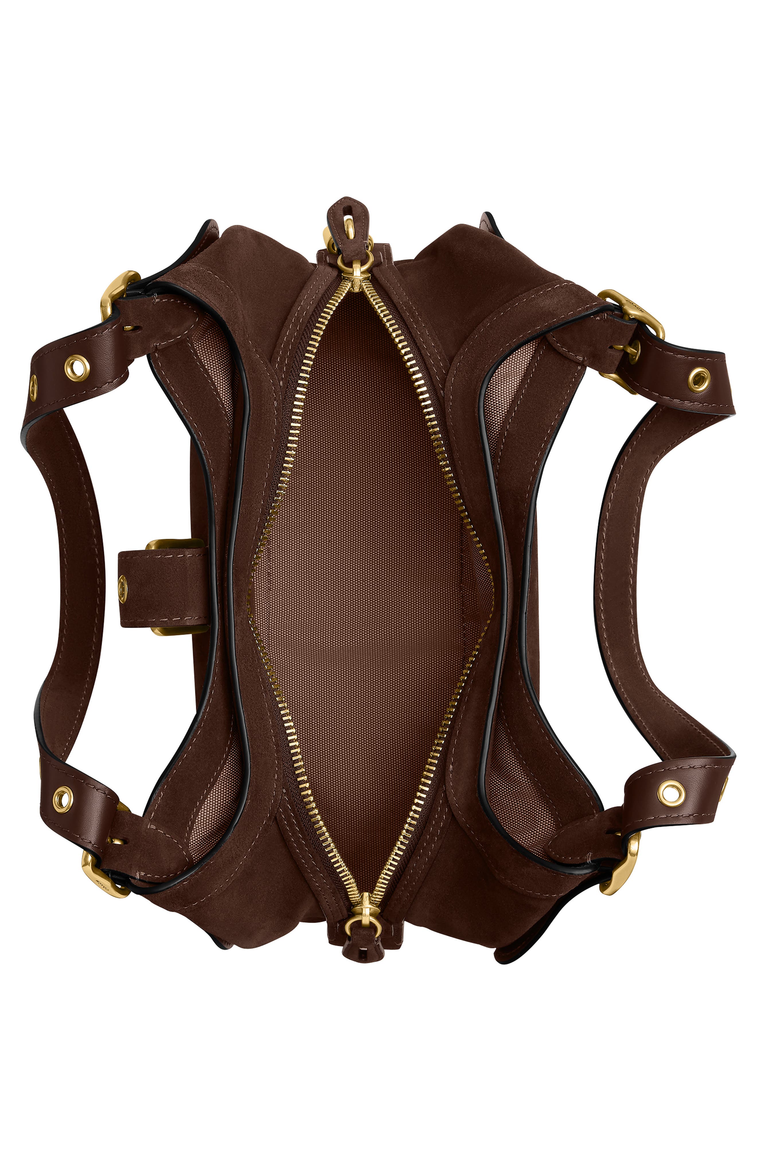 Drifter 31 Suede Shoulder Bag, Alternate, color, DARK CHOCOLATE