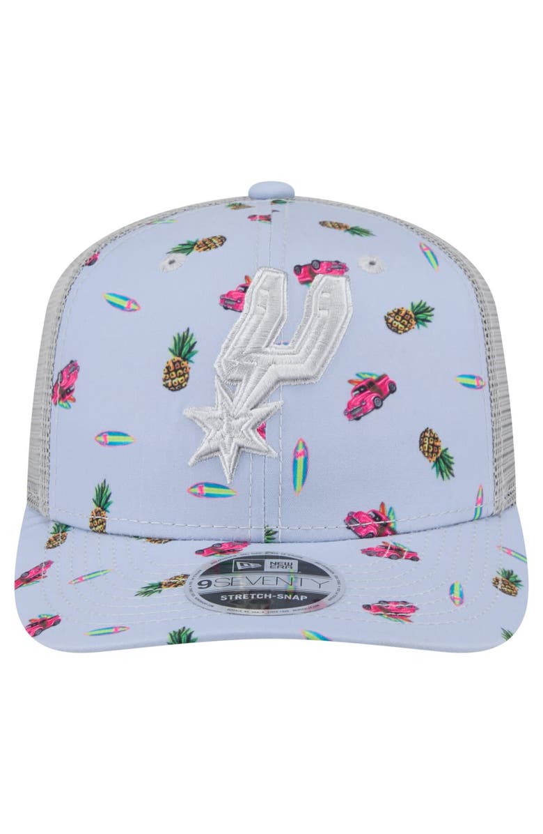 New Era Men's New Era Light Blue/Gray San Antonio Spurs Adventure Aloha Pattern 9SEVENTY Stretch-Snap Hat, Alternate, color, Light Blue