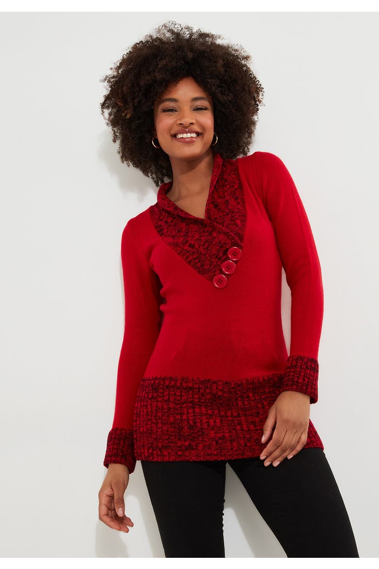Button Cable Sweater, Main, color, CLASSIC RED