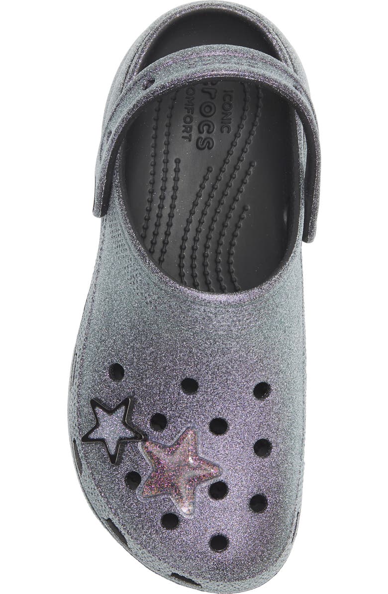 CROCS Iridescent Glitter Platform Clog, Alternate, color, Black