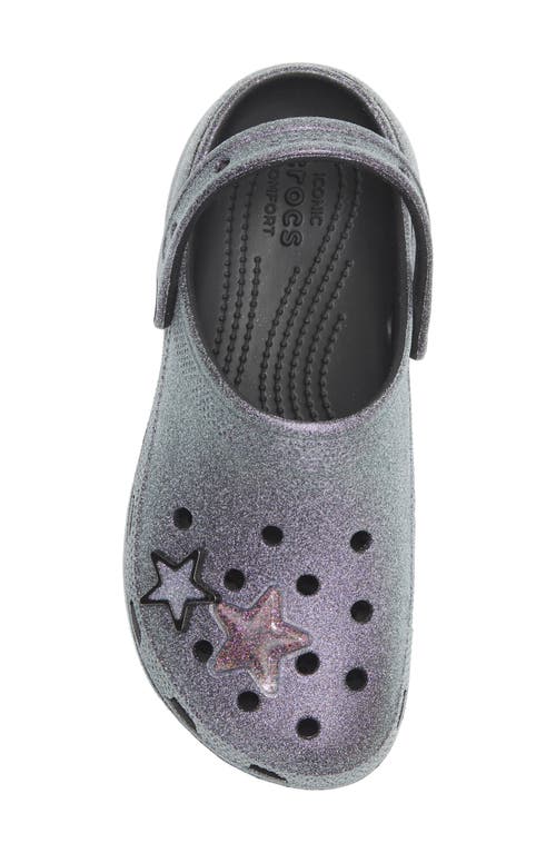 Crocs Iridescent Glitter Platform Clog In Gray