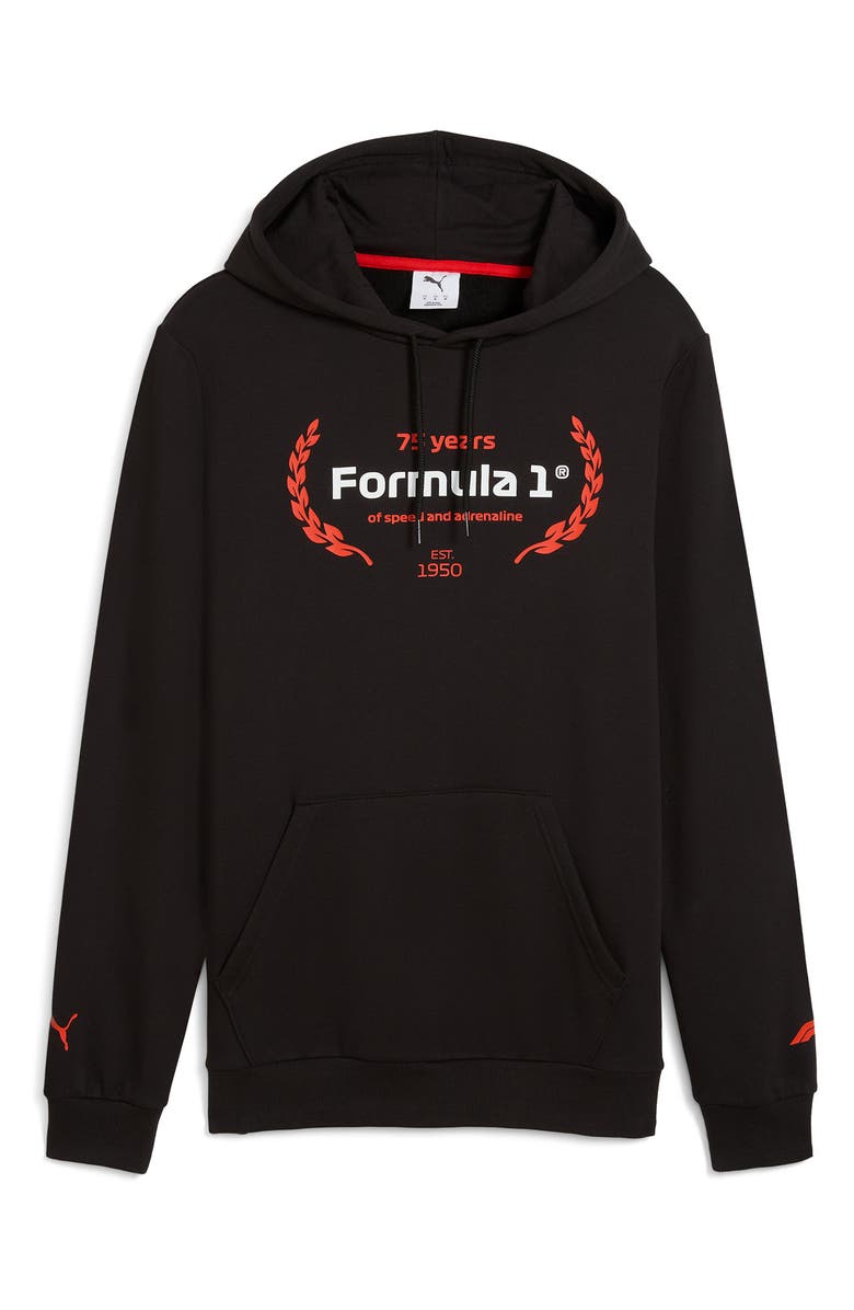 PUMA Formula 1<sup>®</sup> Essential Logo Graphic Hoodie, Main, color, Puma Black
