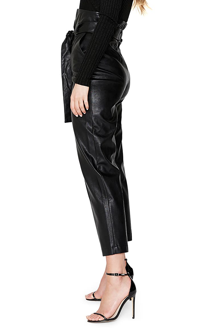 Debbie Textured Faux Leather Pants, Alternate, color, BLACK