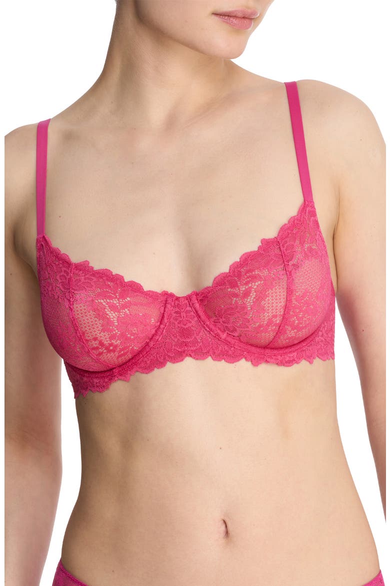 Heavenly Lace Convertible Balconette Bra, Main, color, FUCHSIA RS