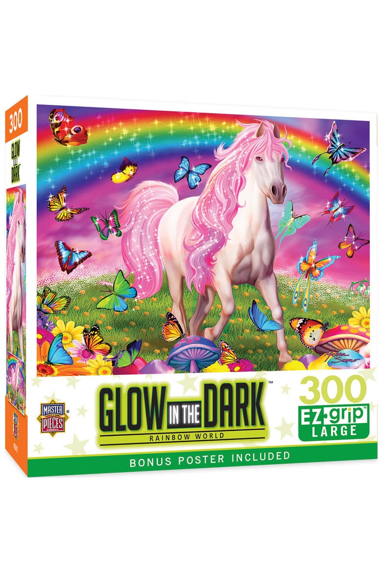 Rainbow World 300 Piece Glow Puzzle, Main, color, Multicolor