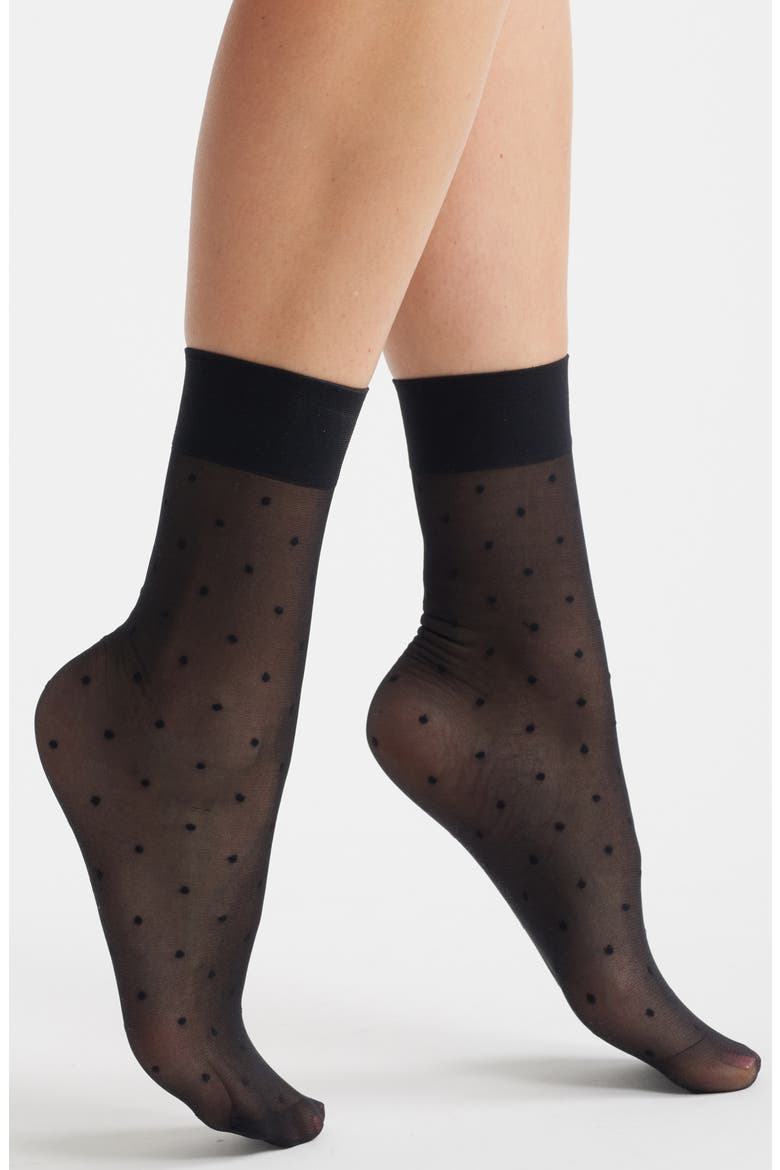 Everyday Sheer Dot Ankle Socks, Main, color, BLACK