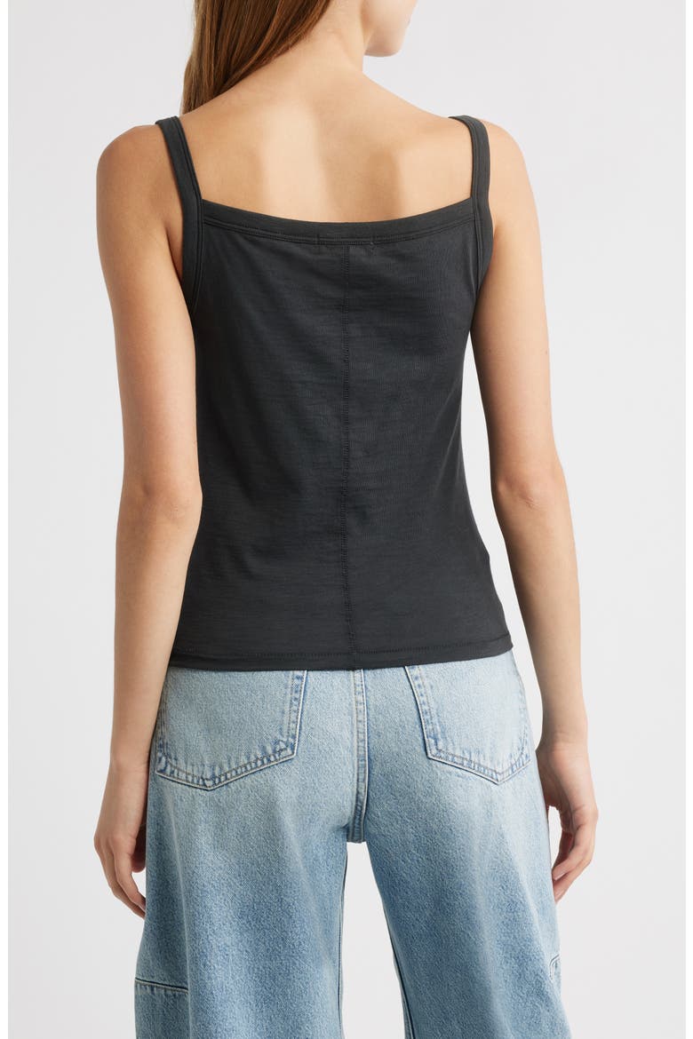 The Slub Cotton Square Neck Tank, Alternate, color, BLACK