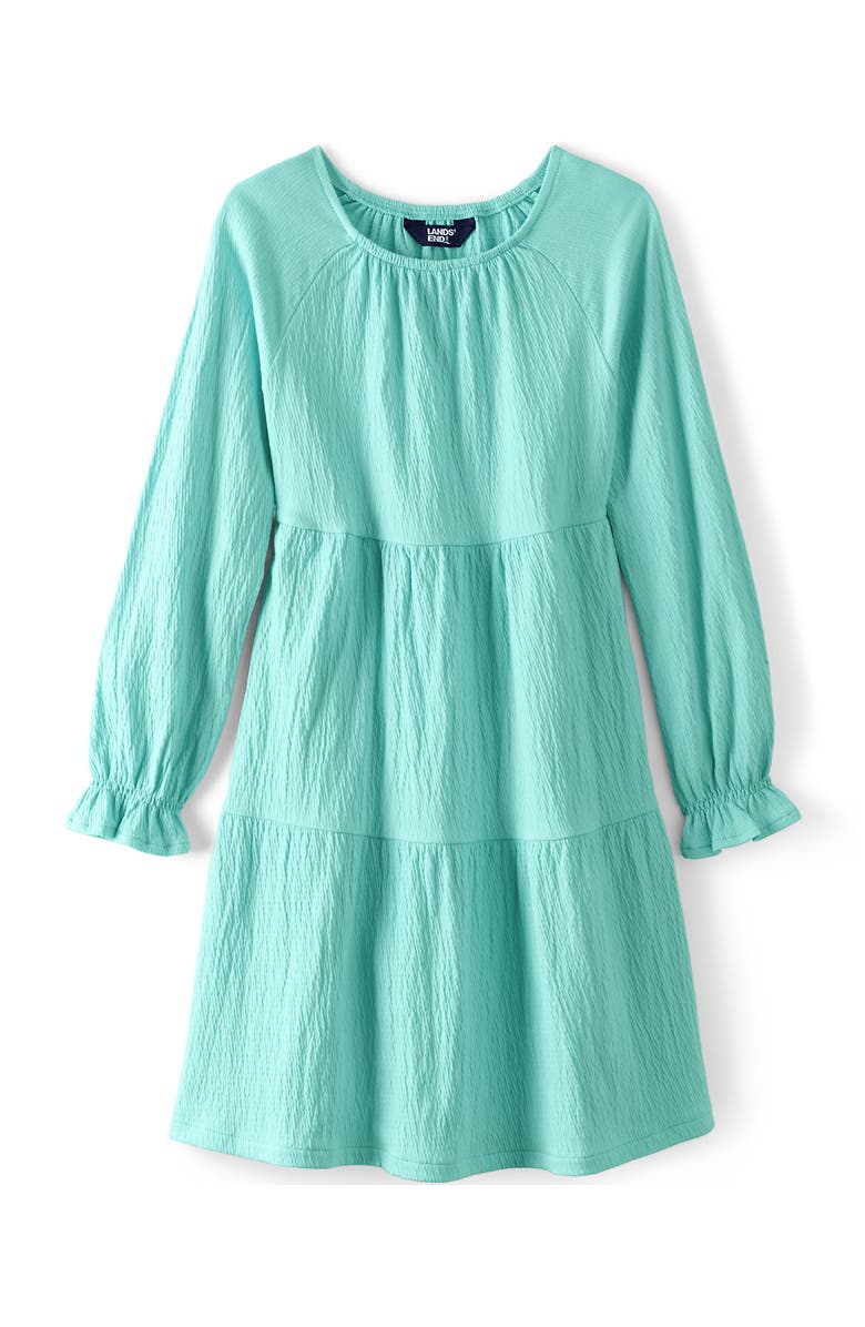 Lands' End Girls Long Sleeve Velvet Dress, Main, color, Aqua