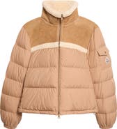 Moncler Aurore Genuine Shearling Trim Down Jacket