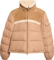 Moncler Aurore Genuine Shearling Trim Down Jacket