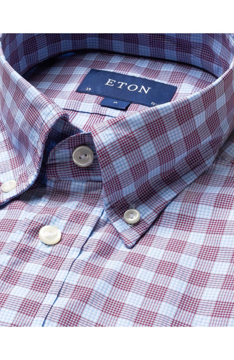 Eton Contemporary Fit Plaid Stretch Cotton Button Down Dress Shirt, Alternate, color,