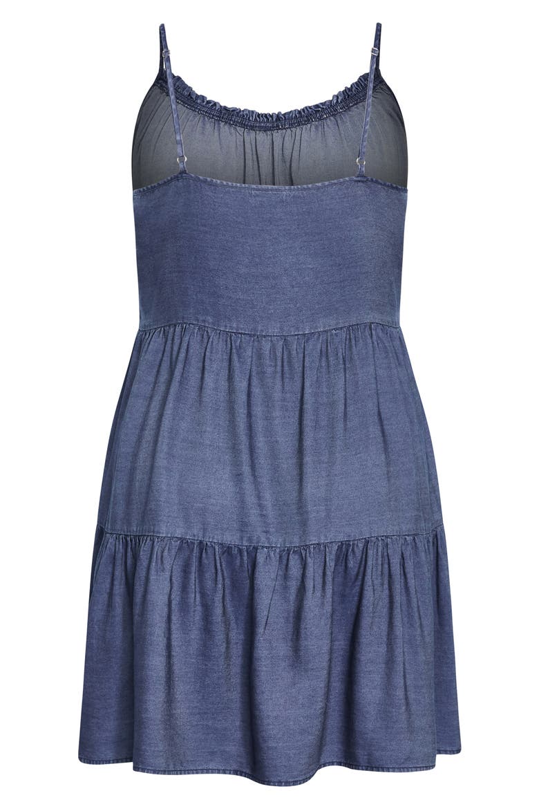Sweet Tiers Sleeveless Denim Dress, Alternate, color, DARK WASH