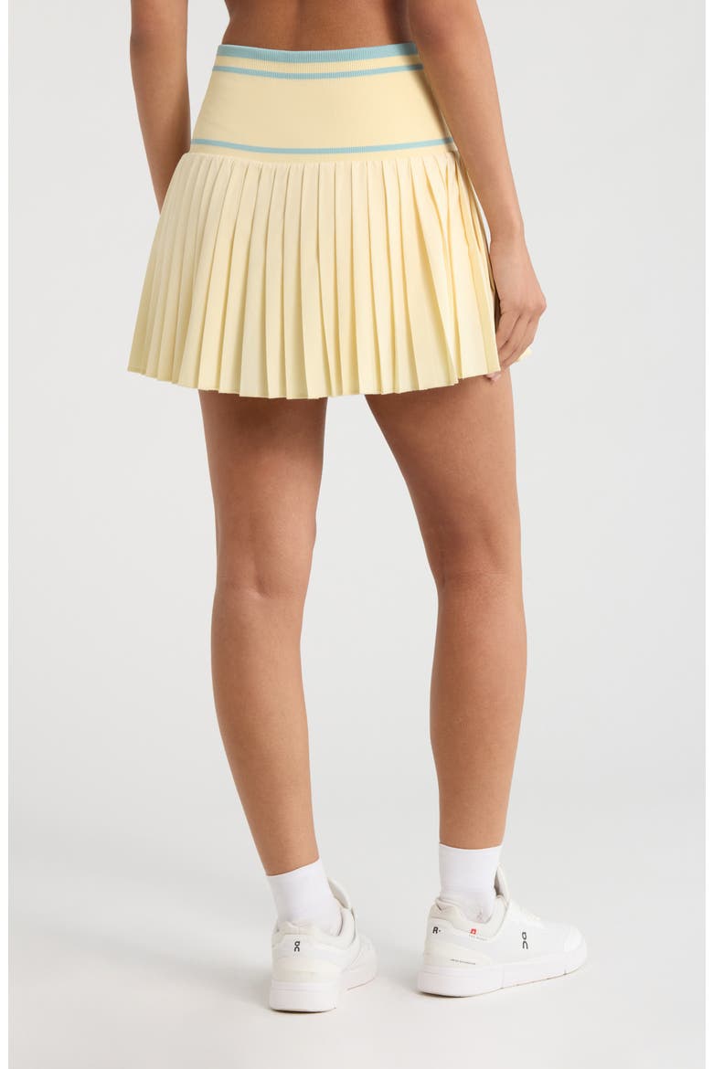 Mixed Media Pleated Sport Skirt, Alternate, color, YELLOW FLAN