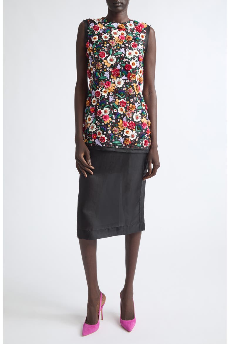 Silk Knee Length Skirt, Alternate, color, BLACK