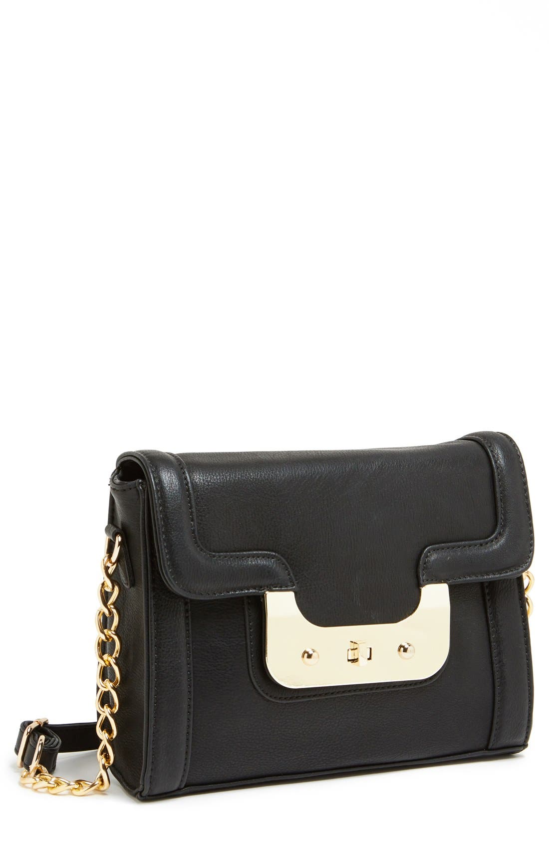Faux Leather Crossbody, Main, color, BLACK