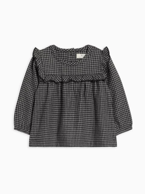 Sally Organic Flannel Ruffle Neckline Top (Toddler & Little Kids)