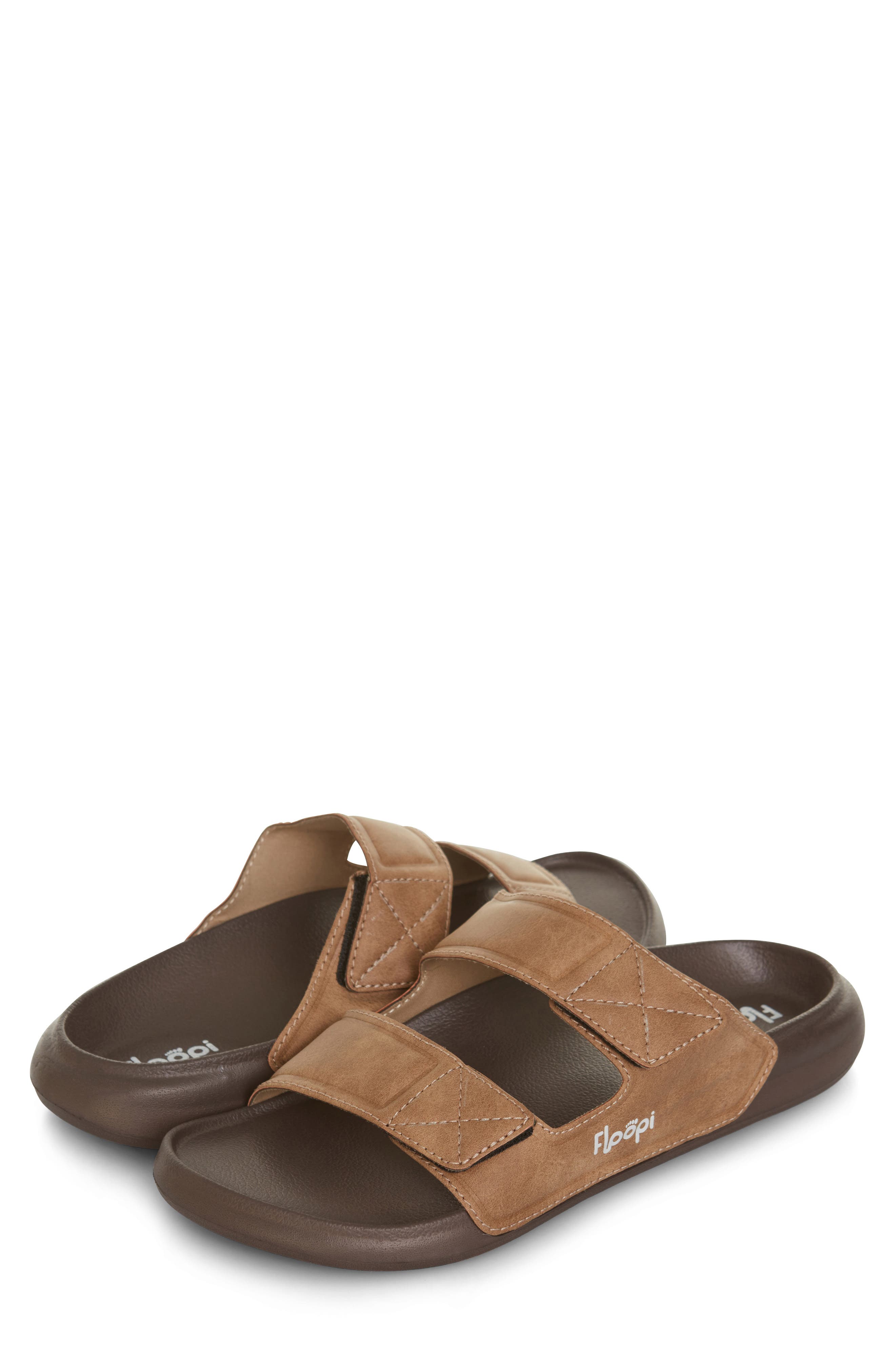FLOOPI Noah Adjustable Slide Sandal, Alternate, color, Brown