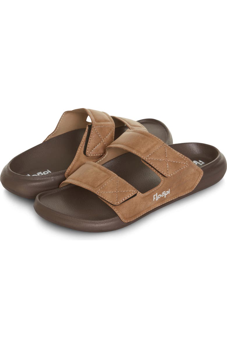 FLOOPI Noah Adjustable Slide Sandal, Alternate, color, Brown
