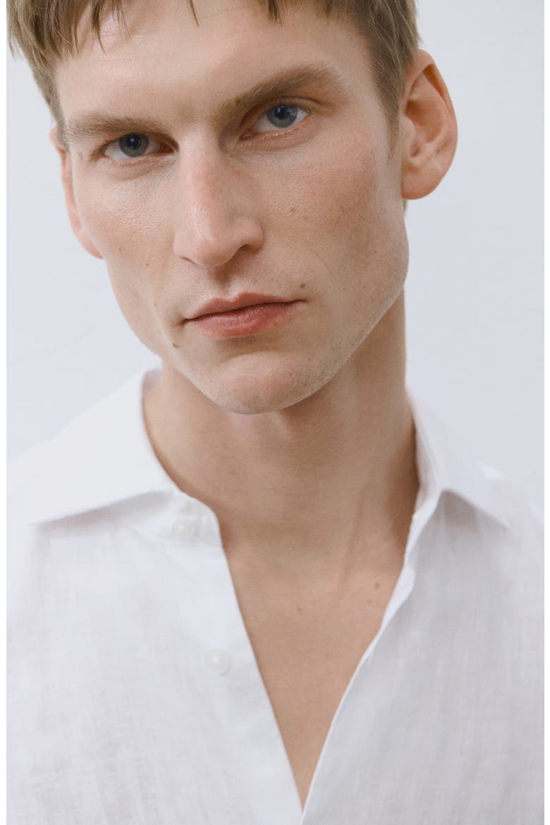 Classic Fit Linen Button-Up Shirt, Alternate, color, WHITE
