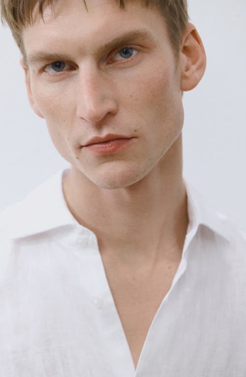 Mango Classic Fit Linen Button-up Shirt In White