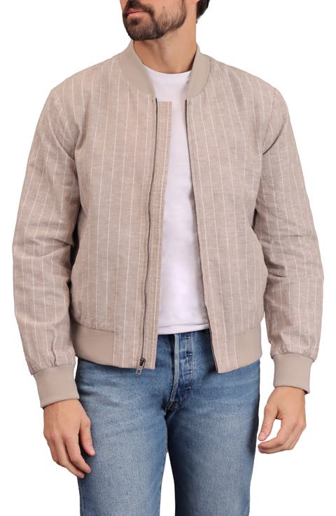 Pinstripe Cotton & Linen Bomber Jacket