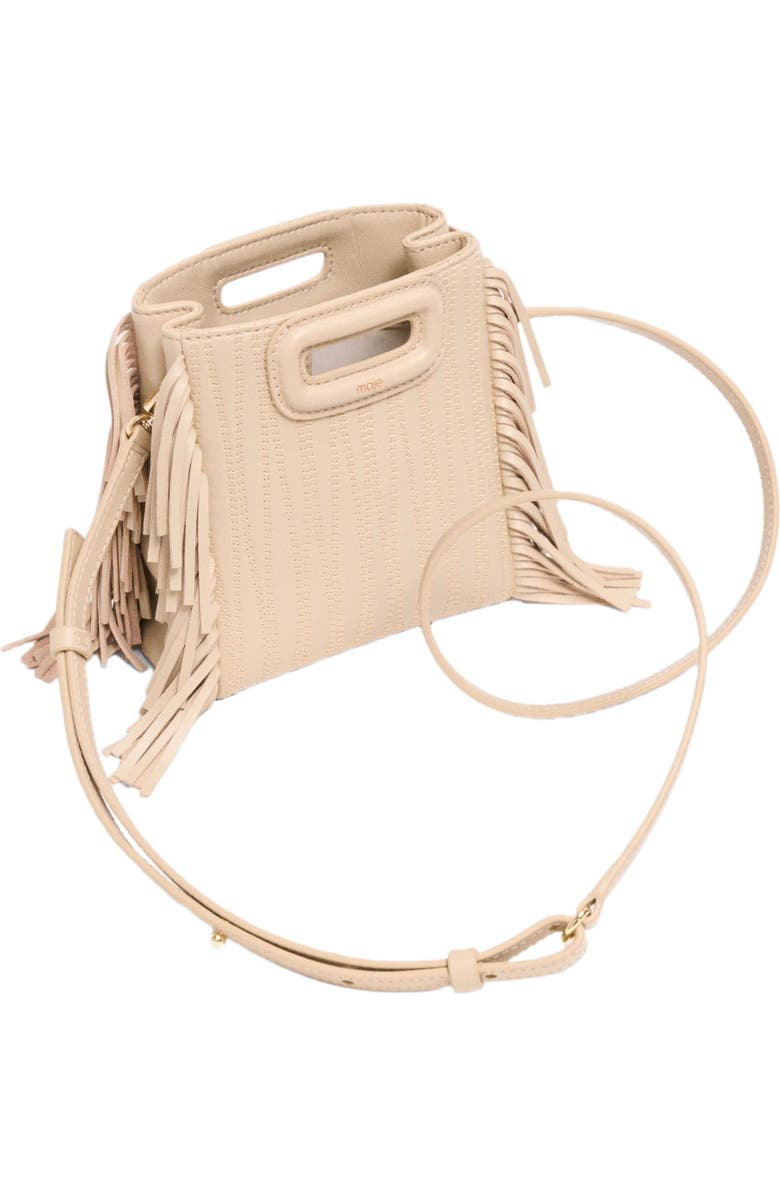 maje Topstitched leather mini M bag, Alternate, color, Cream