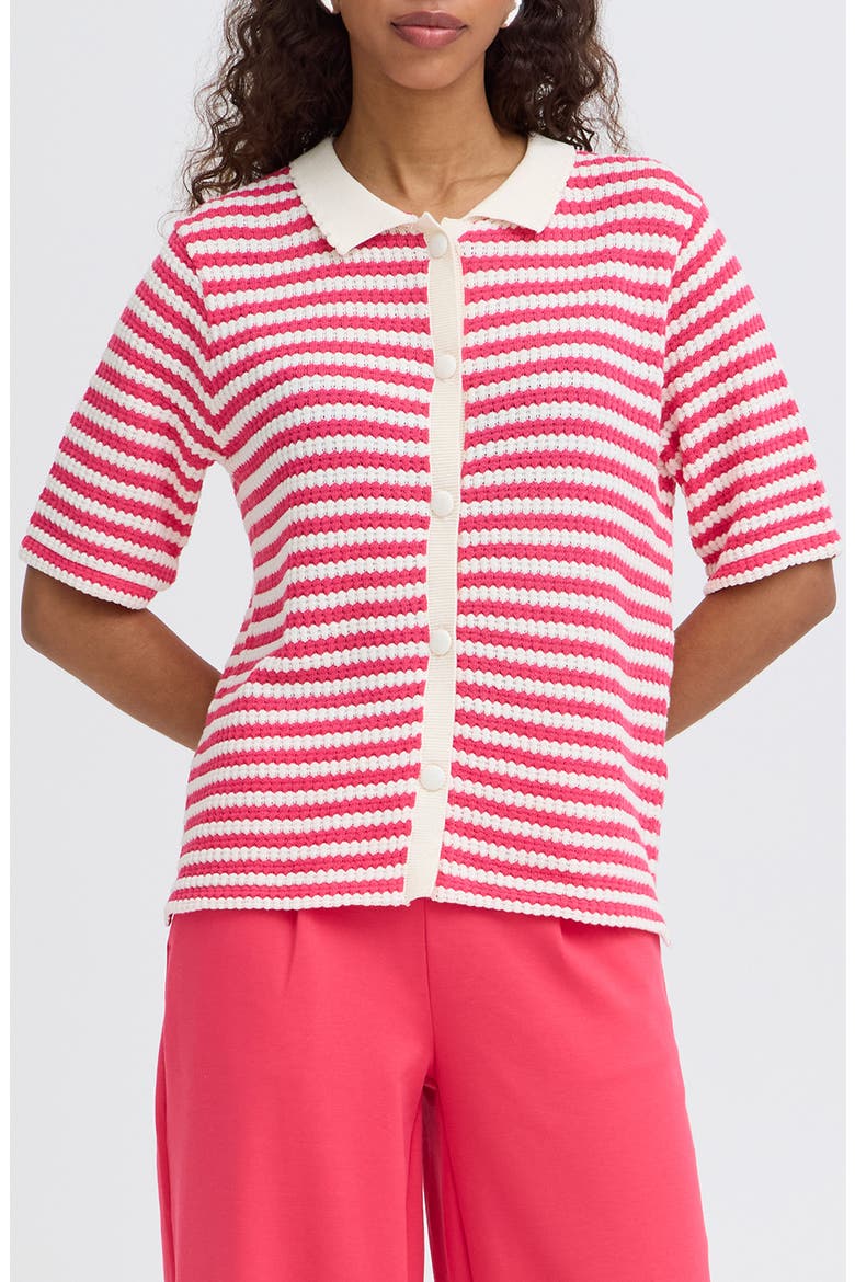 Button Front Knit Shirt, Main, color, AZALEA BIRCH STRIPE