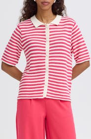ICHI Button Front Knit Shirt