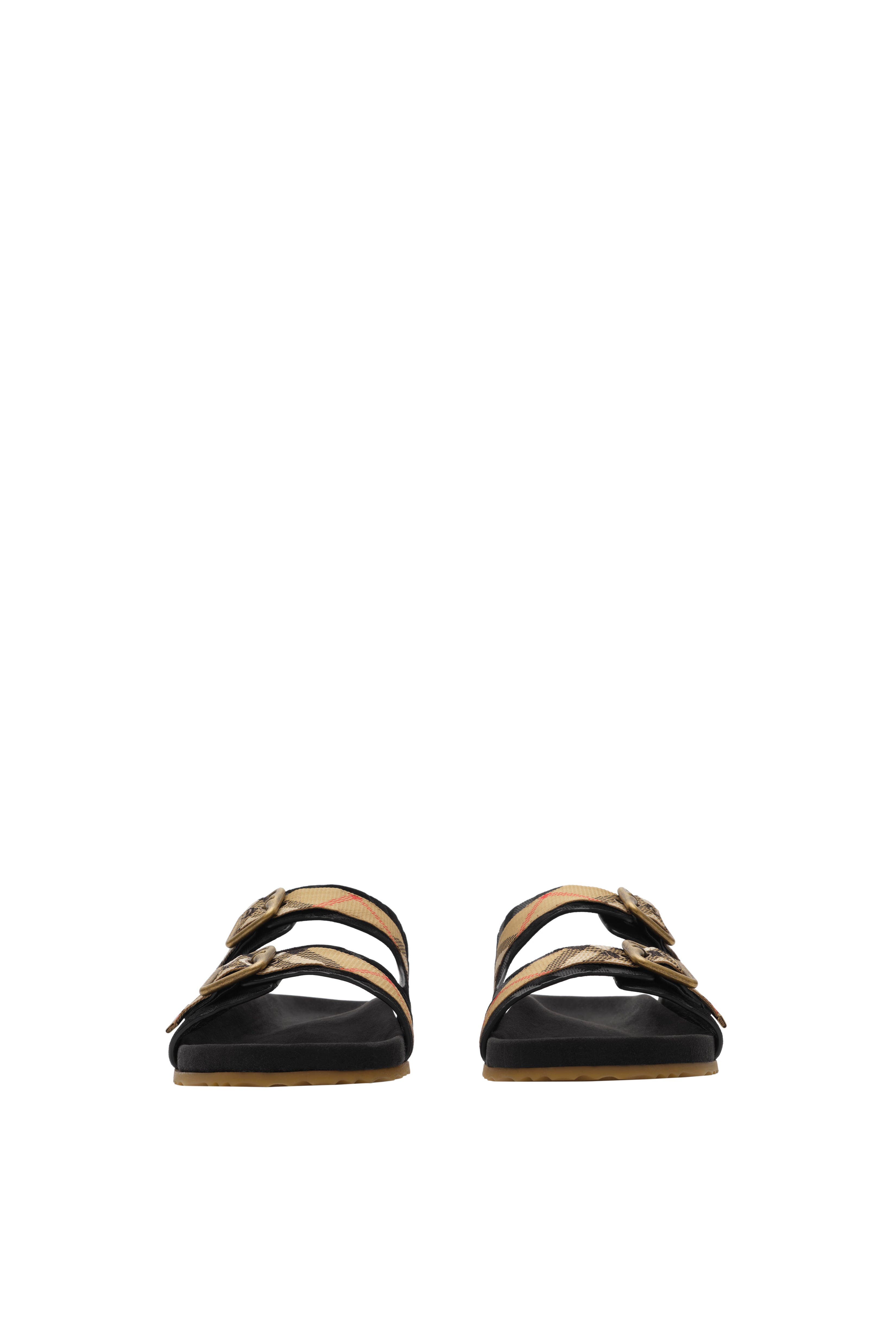 Burberry Check Denim Urchin Sandals, Alternate, color, Black