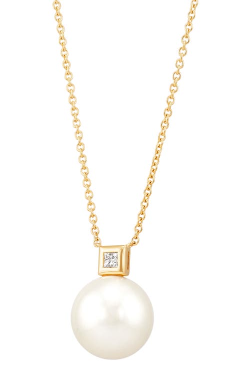 Frankie & Zoe 13-14mm Freshwater Pearl & Diamond Necklace In Gold